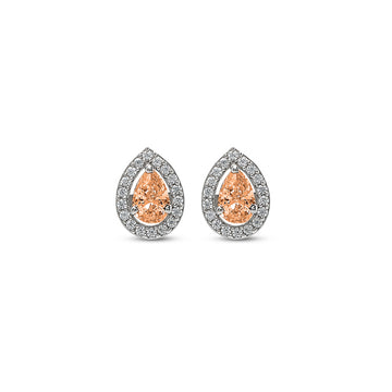 Silver Champagne Crystal Pear Studs