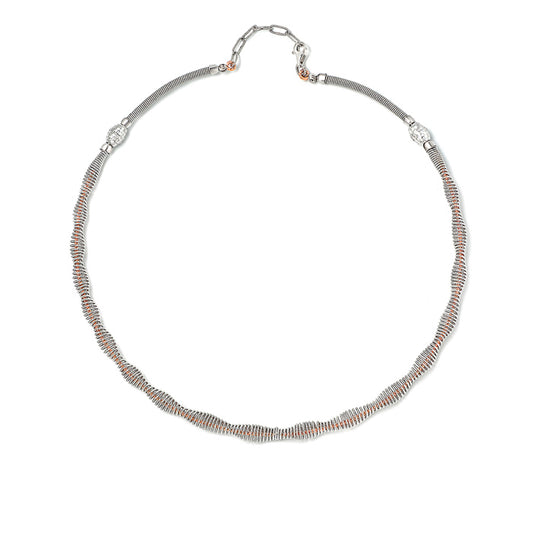 18K Two Tone Rose Gold Silver Twine Necklace