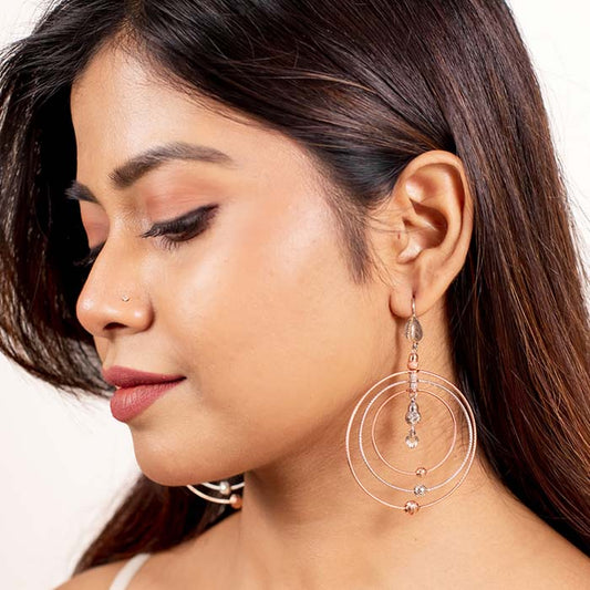 Rose Gold Curved Chandbali Earrings