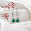 Silver Green Tassel Earrings