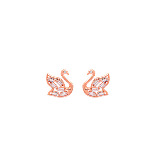 Rose Gold Swan Shine Earrings