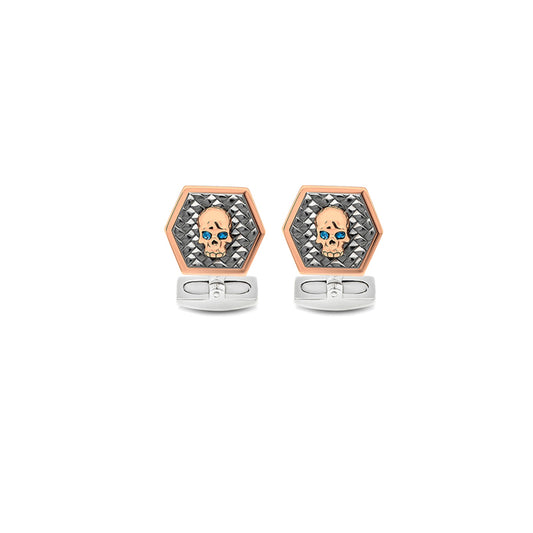 18k Rose Gold Plated Silver Dangerous Skull Limited Edition Cufflinks