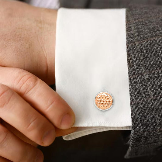 18k Rose Gold Plated Silver Mesh Limited Edition Cufflinks