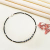 Silver Gentle Black Beads Anklet