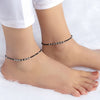 Silver Gentle Black Beads Pair Of Anklets