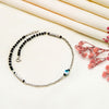 Silver Ethereal Evil Eye Black Beads Anklet