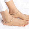 Silver Ethereal Evil Eye Black Beads Pair Of Anklets