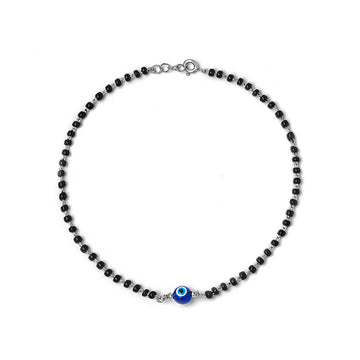 Silver Holy Evil Eye Black Beads Anklets