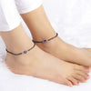 Silver Holy Evil Eye Black Beads Pair Of Anklets