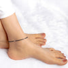 Silver Dainty Black Beads Anklet