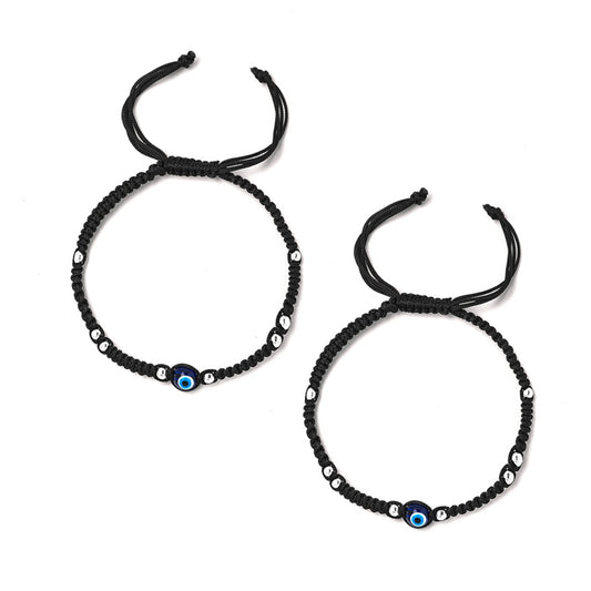 Silver Evil Eye Thread Pair Of Anklets