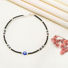 Silver Divine Evil Eye Black Beads Anklet