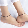 Silver Divine Evil Eye Black Beads Pair Of Anklets