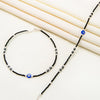 Silver Divine Evil Eye Black Beads Pair Of Anklets