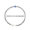 Silver Divine Evil Eye Black Beads Pair Of Anklets