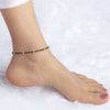 Silver Minimal Black Beads Anklets