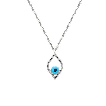 Silver Third Evil Eye Pendant with Chain