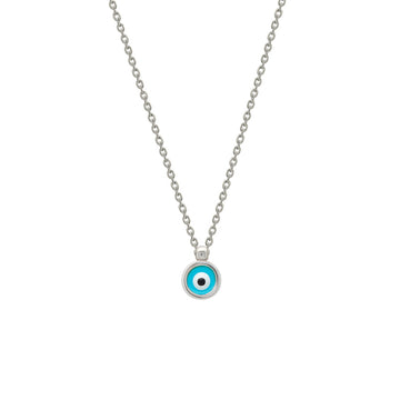 Silver Tiny Evil Eye Pendant with Chain