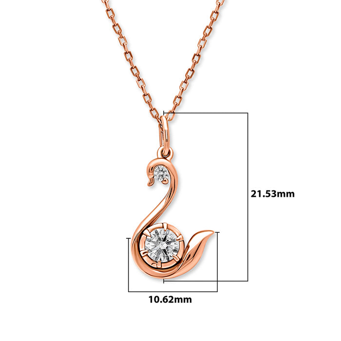 Shobhram Rose Gold Plated American Diamond Grey Duck Necklace Golden Chain  for Women & Girls Rose