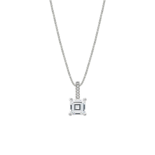 Silver Mini Cube Pendant with Box Chain