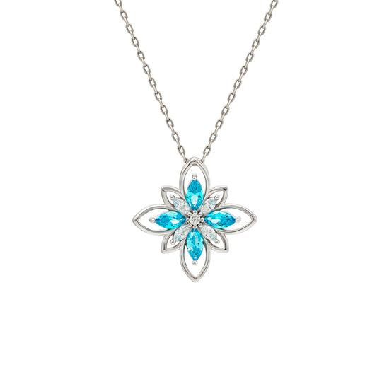 Silver Aqua Blue Necklace