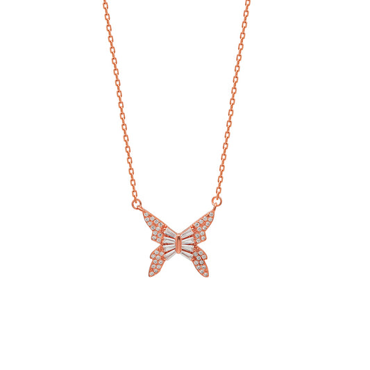 Rose Gold Butterfly Charm Necklace