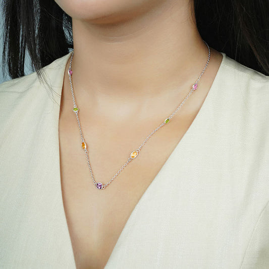 Silver Prismatic Colour Shine Necklace