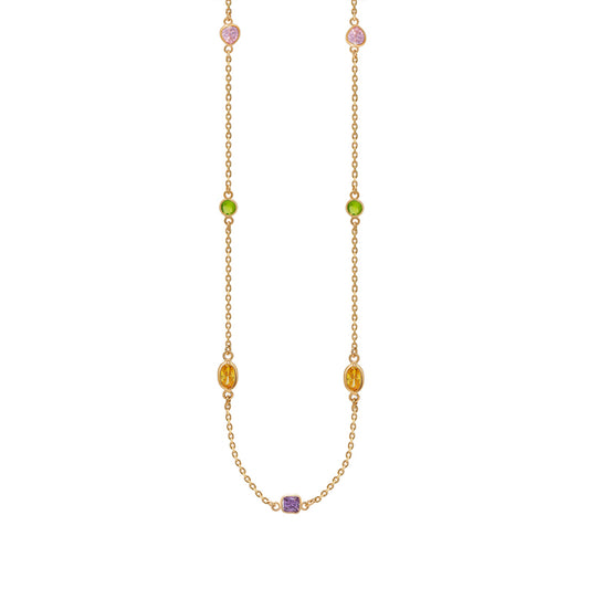 18k Gold Plated Silver Prismatic Colour Shine Necklace