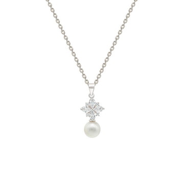 Silver Pearl Star Pendant with Chain