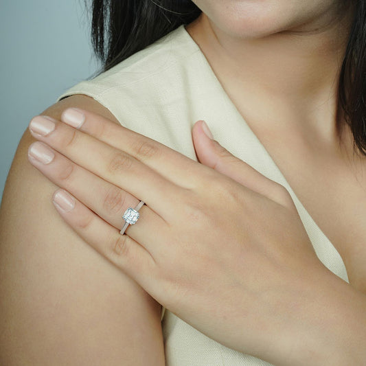 Silver Primsa Solitaire Ring