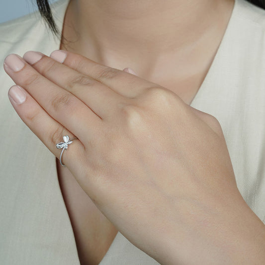 Silver Dainty Butterfly Ring