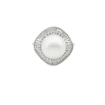 Silver Statement Pearl Adjustable Ring