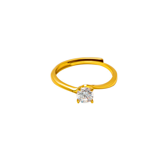 18k Gold Plated Silver Tiny Solitaire Ring