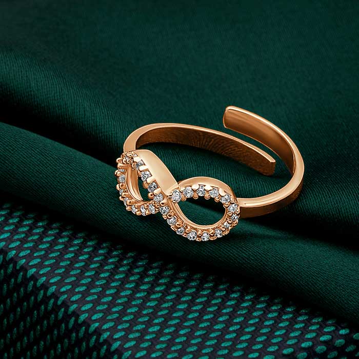 Via Mazzini Valentine Special Exclusive Collection Gold Plated and Cubic  Zirconia Infinity Ring for Women & Girls (Gold) : Amazon.in: Fashion