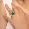 Silver Green Crystal Radiant Ring