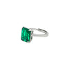 Silver Green Crystal Radiant Ring