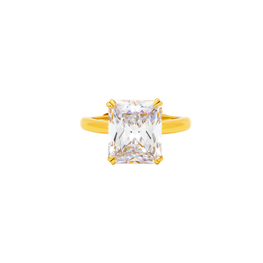 18k Gold Plated Silver Crystal Radiant Ring