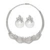 Silver Camellia Necklace Set