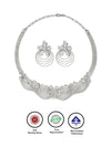 Silver Camellia Necklace Set