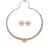 18K Two Tone Rose Gold Silver Quadrant Necklace Set