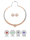 18K Two Tone Rose Gold Silver Quadrant Necklace Set