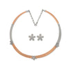 18K Two Tone Rose Gold Silver Floweret Necklace Set