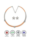 18K Two Tone Rose Gold Silver Floweret Necklace Set