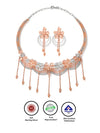 18K Two Tone Rose Gold Silver Dazzling Necklace Set