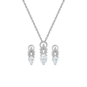 Silver Ice Drop Pendant Set