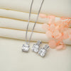 Silver Cube Pendant Set with Box Chain