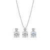 Silver Cube Pendant Set with Box Chain