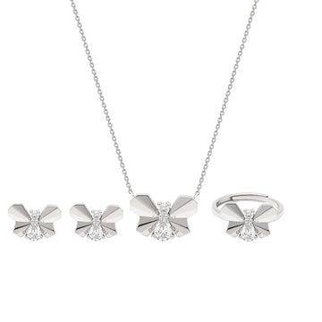 Silver Social Butterfly Set with Ring