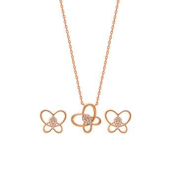 Rose Gold Delicate Butterfly Necklace Set