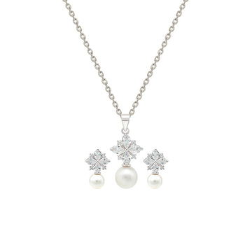 Silver Pearl Star Pendant Set